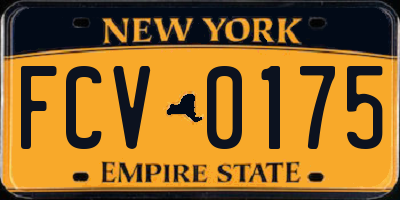 NY license plate FCV0175
