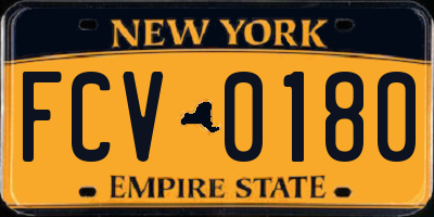 NY license plate FCV0180