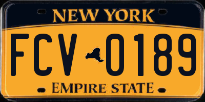 NY license plate FCV0189