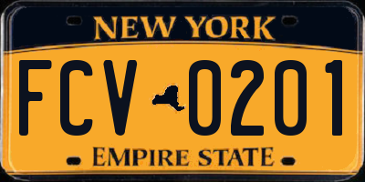 NY license plate FCV0201