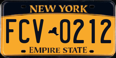 NY license plate FCV0212