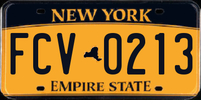 NY license plate FCV0213
