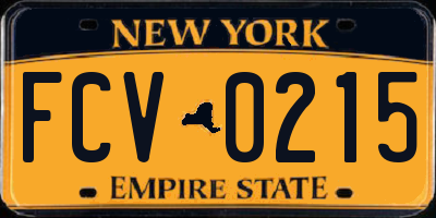 NY license plate FCV0215