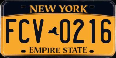 NY license plate FCV0216