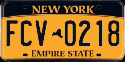 NY license plate FCV0218
