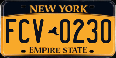 NY license plate FCV0230