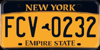 NY license plate FCV0232
