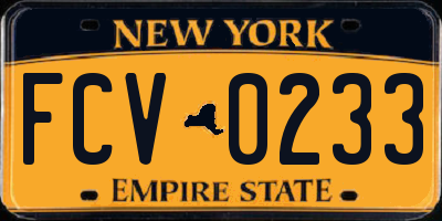 NY license plate FCV0233