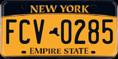 NY license plate FCV0285