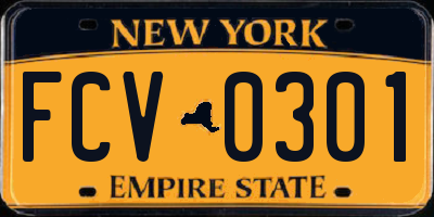 NY license plate FCV0301