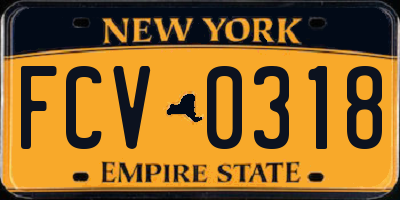 NY license plate FCV0318