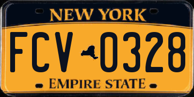 NY license plate FCV0328