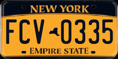 NY license plate FCV0335