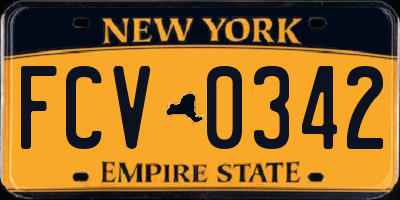 NY license plate FCV0342