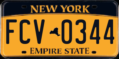 NY license plate FCV0344