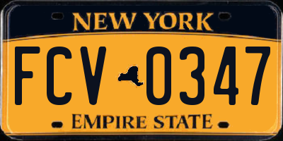 NY license plate FCV0347