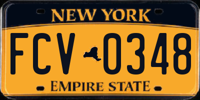 NY license plate FCV0348