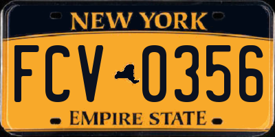 NY license plate FCV0356
