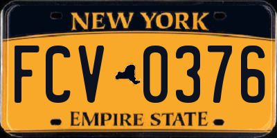 NY license plate FCV0376