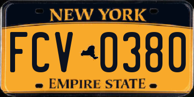 NY license plate FCV0380