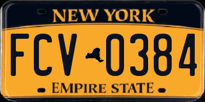 NY license plate FCV0384