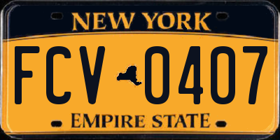 NY license plate FCV0407