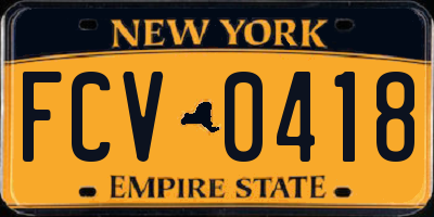 NY license plate FCV0418