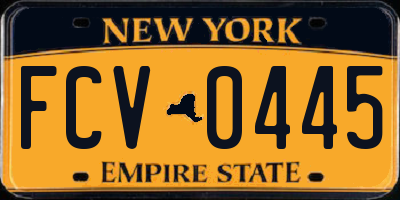 NY license plate FCV0445
