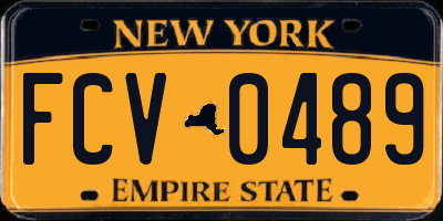 NY license plate FCV0489
