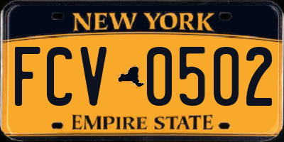 NY license plate FCV0502
