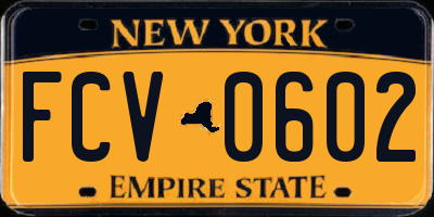 NY license plate FCV0602
