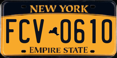 NY license plate FCV0610