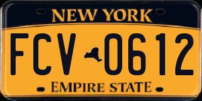 NY license plate FCV0612