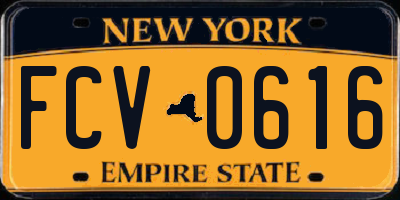 NY license plate FCV0616