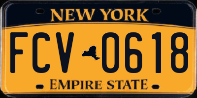 NY license plate FCV0618
