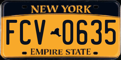 NY license plate FCV0635