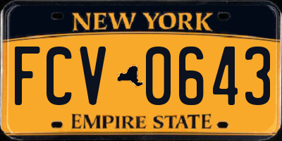 NY license plate FCV0643