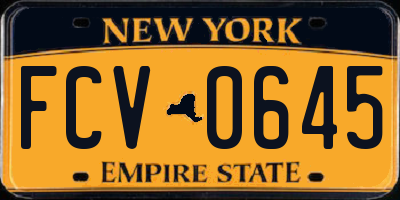 NY license plate FCV0645