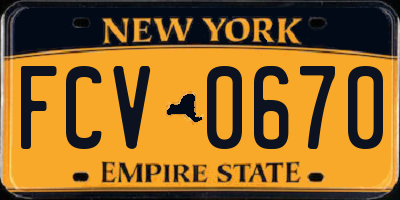 NY license plate FCV0670