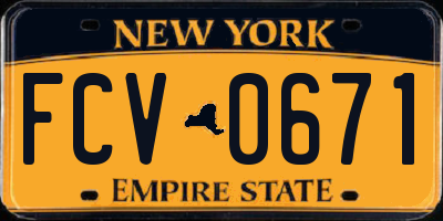 NY license plate FCV0671