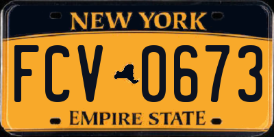 NY license plate FCV0673