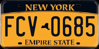 NY license plate FCV0685