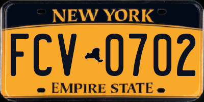 NY license plate FCV0702