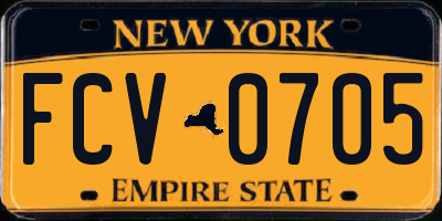 NY license plate FCV0705