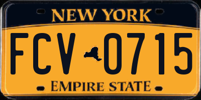 NY license plate FCV0715