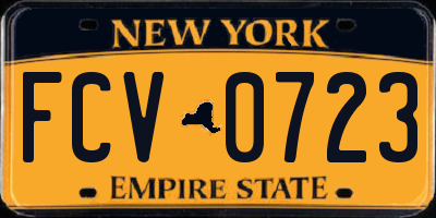 NY license plate FCV0723