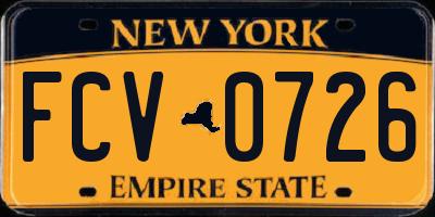NY license plate FCV0726