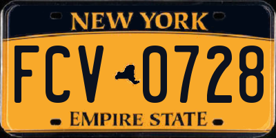 NY license plate FCV0728