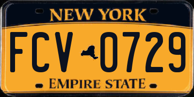NY license plate FCV0729