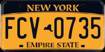 NY license plate FCV0735
